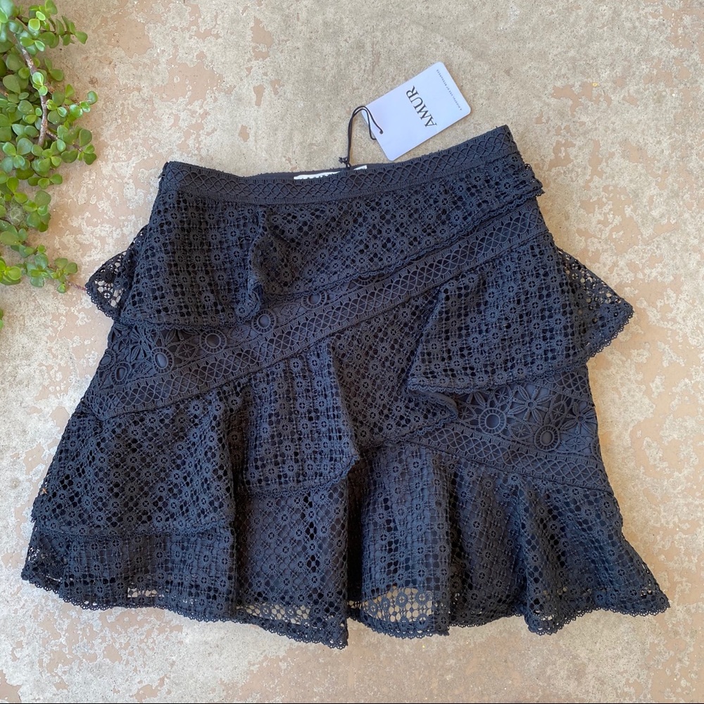 Amur Revolve Goldie Lace Tiered Mini Skirt